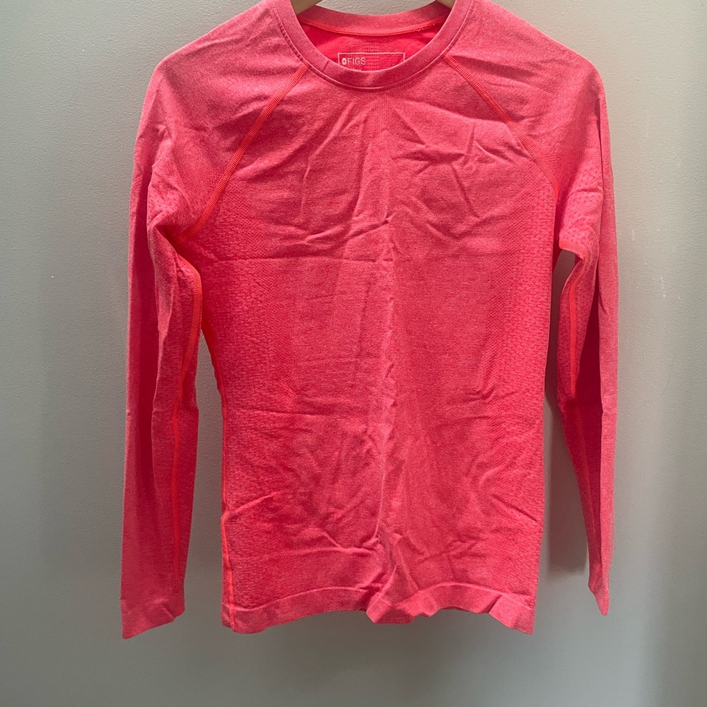 Figs Pink Long Sleeve Tee Casual Lightweight